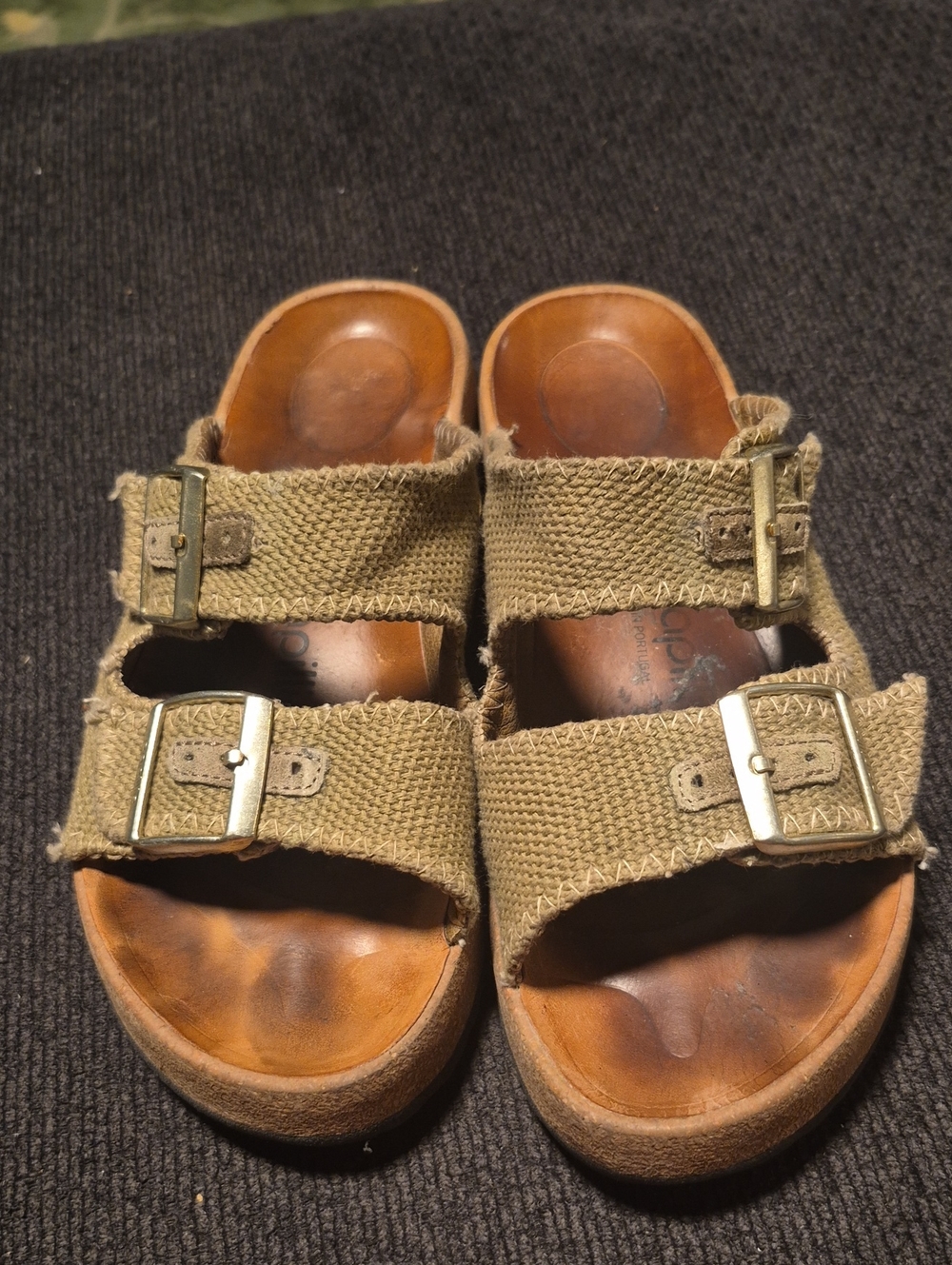Papillio Olive Green Canvas Double-Buckle Women’s Sandals